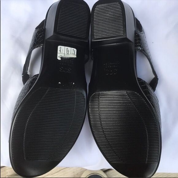 SAS CROC BLACK LEATHER SANDALS.  NEW IN BO… - Picture 4 of 8